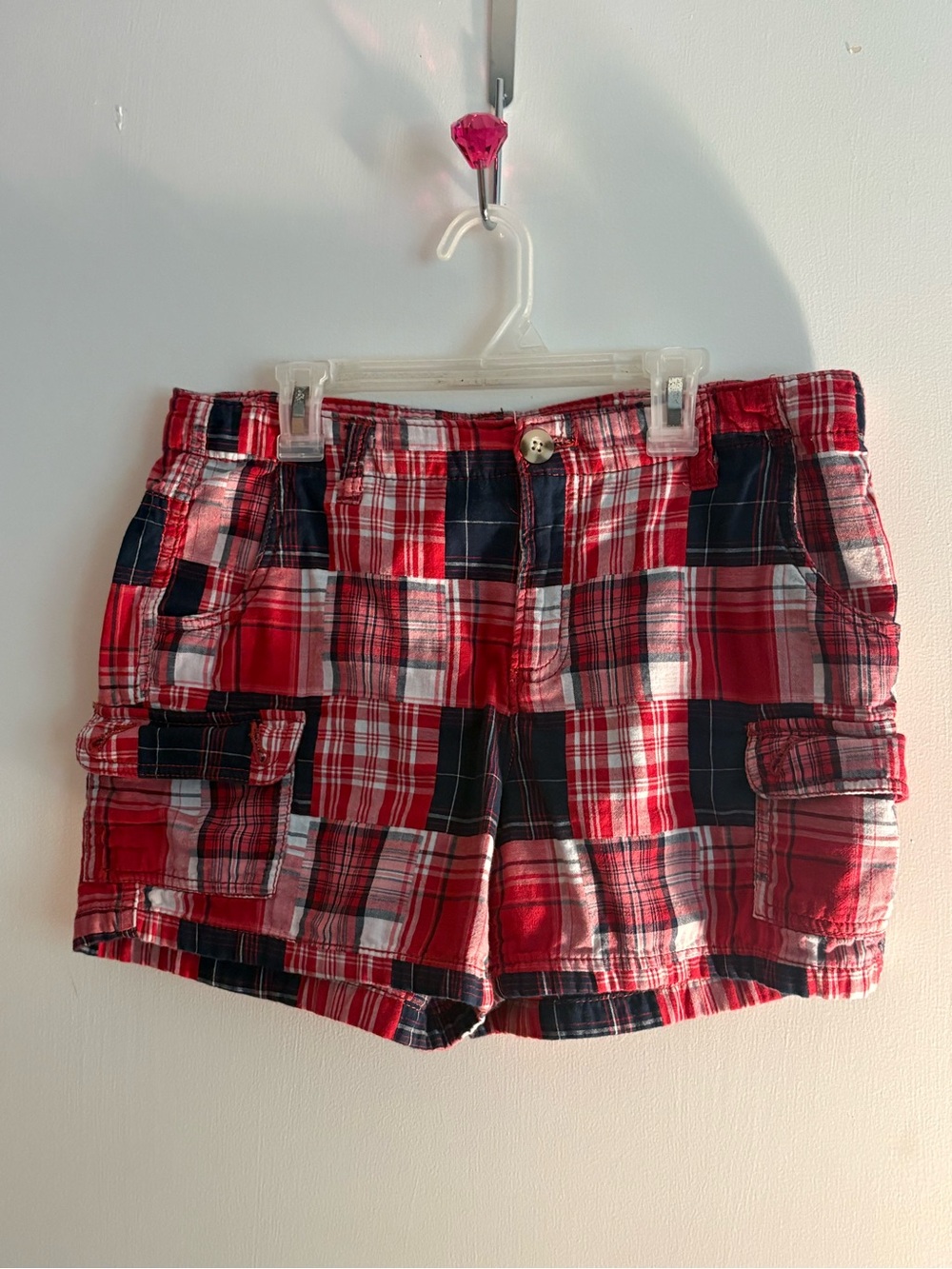 Faded Glory Red Plaid Cargo Shorts